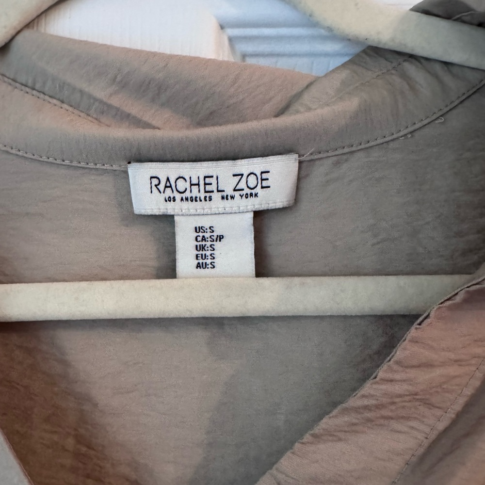 Rachel Zoe Tan/ Green Cropped Button-Up Shirt - Picture 4 of 4